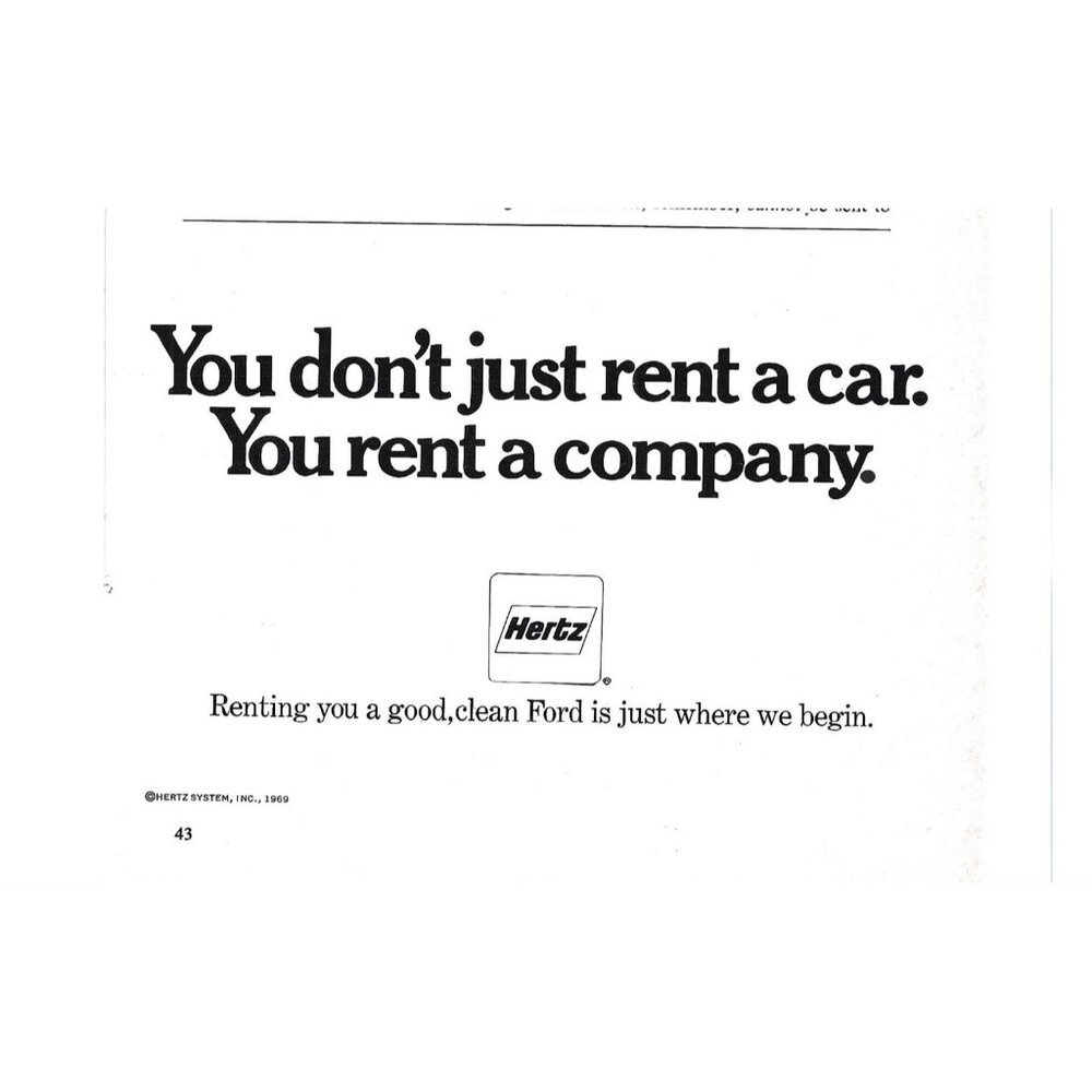 Hertz Rental Car Company Ford Advertisement 1970s Vintage Print Ad 9 inch